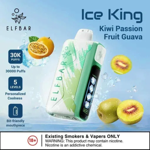 Elf Bar Ice King – Kiwi Passion Fruit Guava – 30K 30000 Puffs - Buy Authentic Vape in Jaipur - Vape Shop Jaipur
