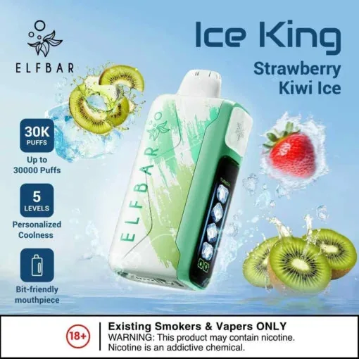 Elf Bar Ice King – Strawberry Kiwi Ice – 30K 30000 Puffs - Buy Authentic Vape in Jaipur - Vape Shop Jaipur