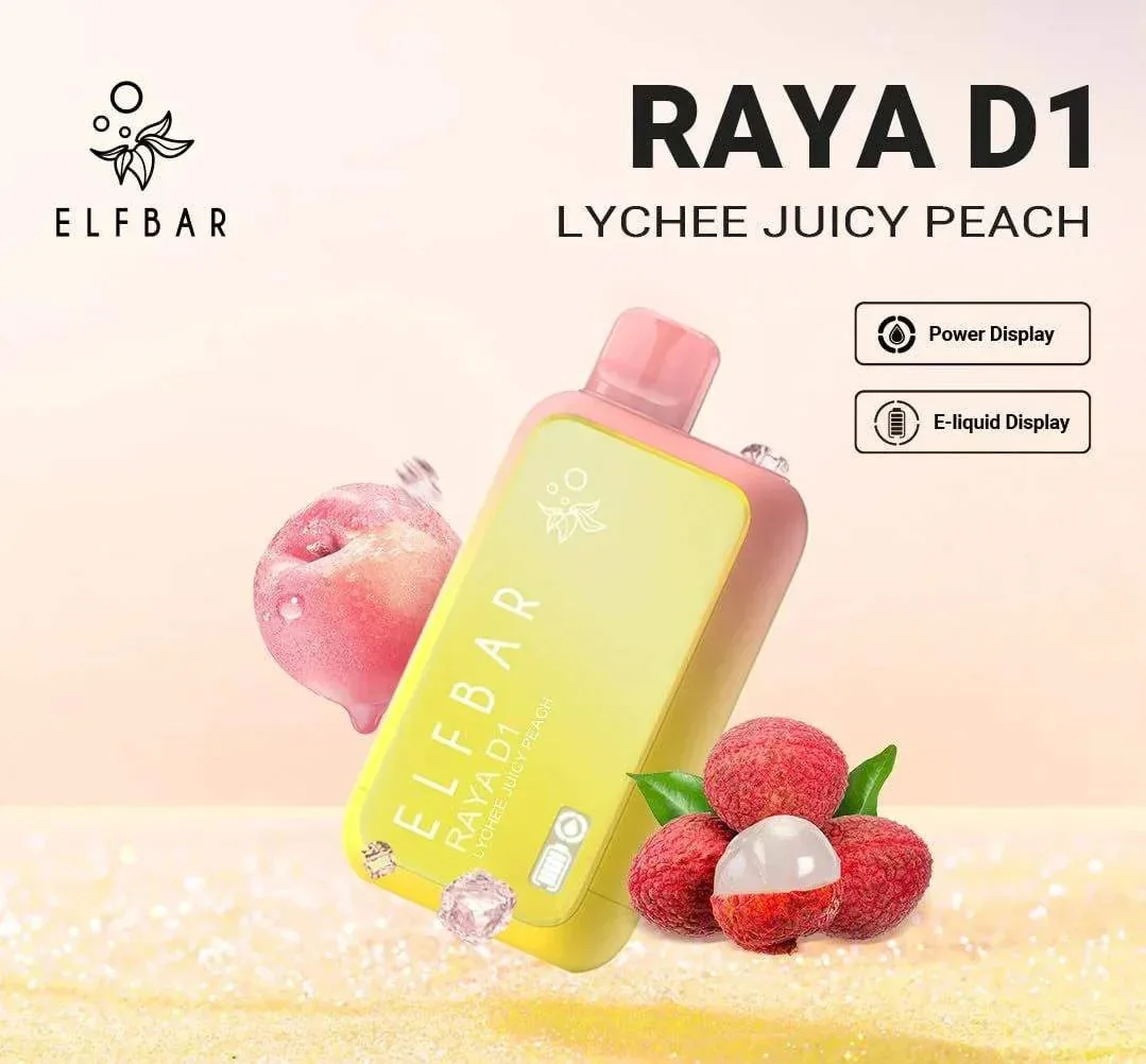 Elf Bar Raya D1 – Lychee Juicy Peach - Buy Authentic Vape in Jaipur - Vape Shop Jaipur