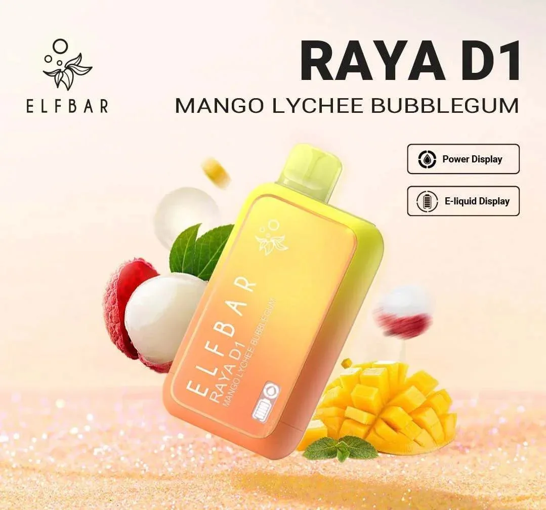 Elf Bar Raya D1 – Mango Lychee Bubblegum - Buy Authentic Vape in Jaipur - Vape Shop Jaipur