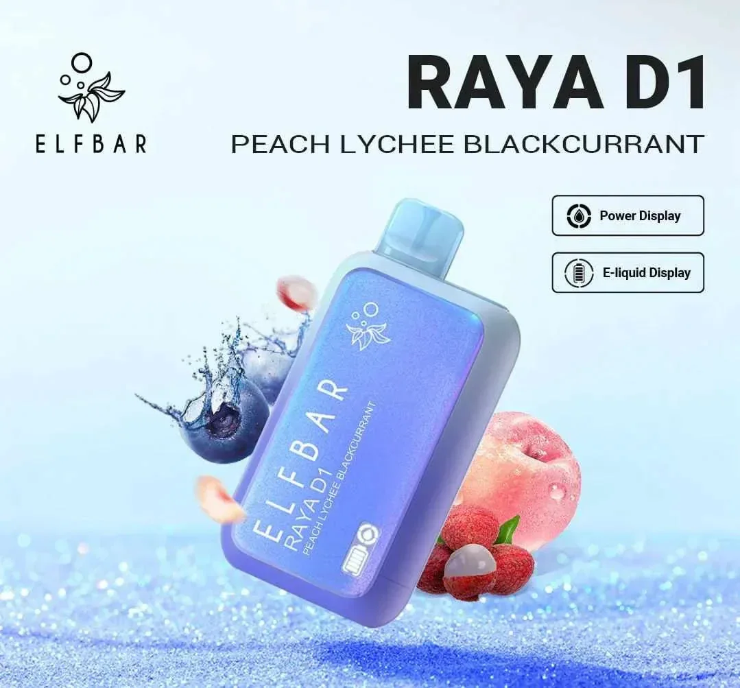 Elf Bar Raya D1 – Peach Lychee Blackcurrant - Buy Authentic Vape in Jaipur - Vape Shop Jaipur