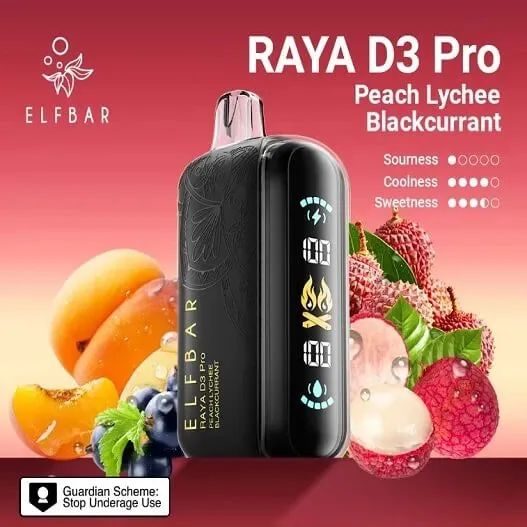 Elf Bar Raya D3 Pro 30 K – Peach Lychee Blackcurrant 30000 Puffs - Buy Authentic Vape in Jaipur - Vape Shop Jaipur