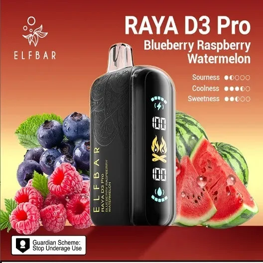 Elf Bar Raya D3 Pro 30K Blueberry Raspberry Watermelon 30000 Puffs - Buy Authentic Vape in Jaipur - Vape Shop Jaipur